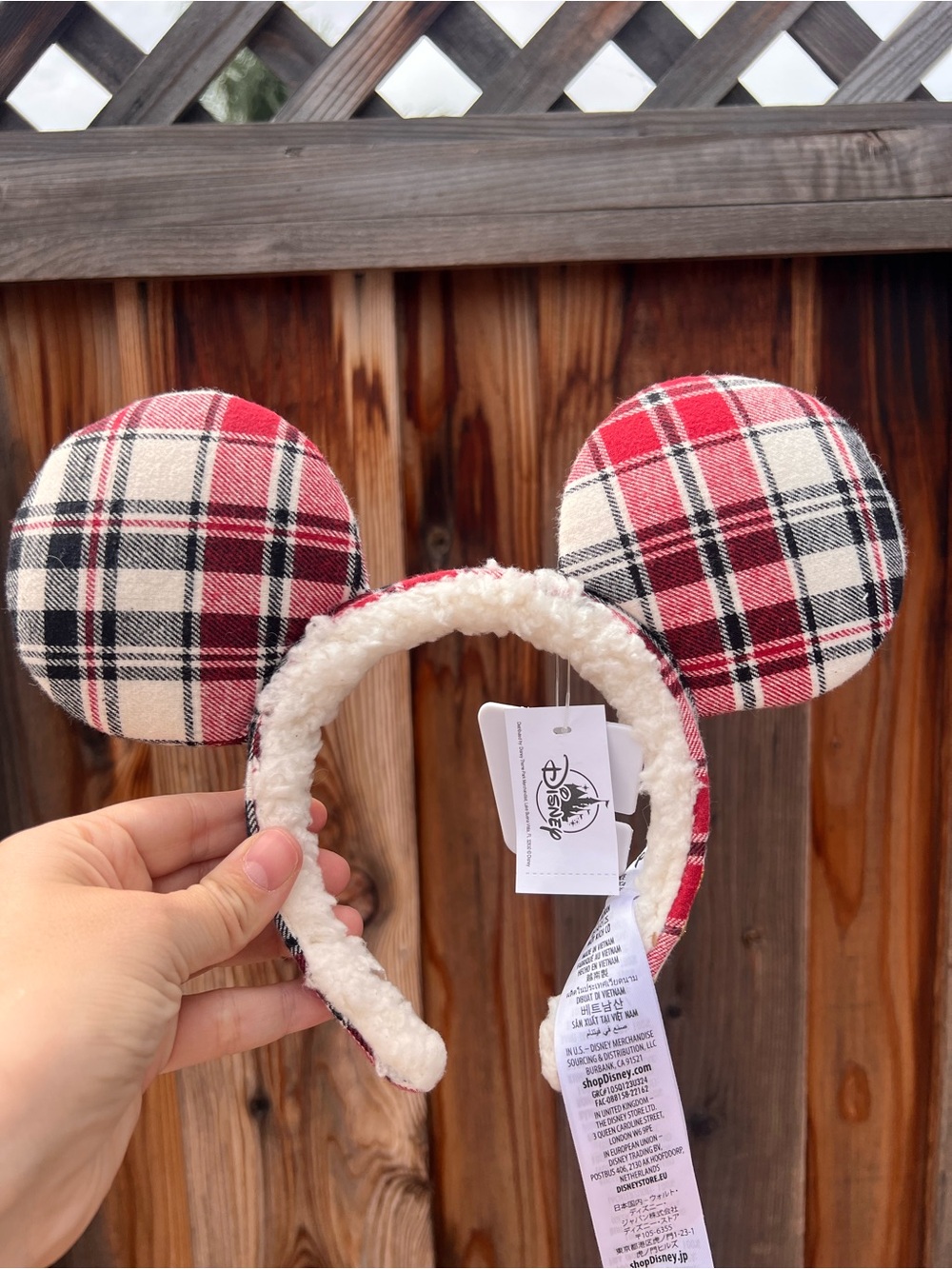 Disney Plaid Red Minnie Ear Headband